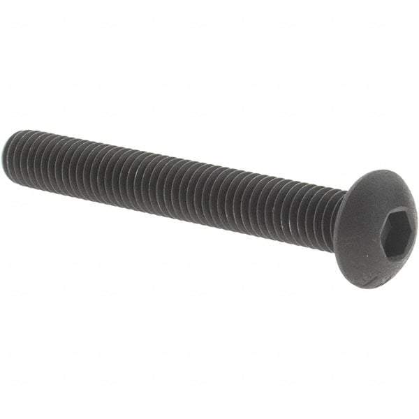 Value Collection - #10-32 UNF Hex Socket Drive, Button Screw - Alloy Steel, Black Oxide Finish, Fully Threaded, 1-1/2" Length Under Head - Americas Industrial Supply