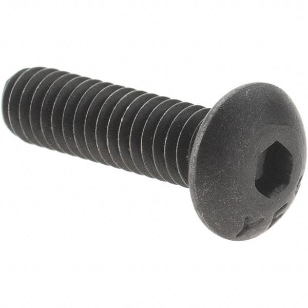 Value Collection - #8-32 UNC Hex Socket Drive, Button Screw - Alloy Steel, Black Oxide Finish, Fully Threaded, 5/8" Length Under Head - Americas Industrial Supply