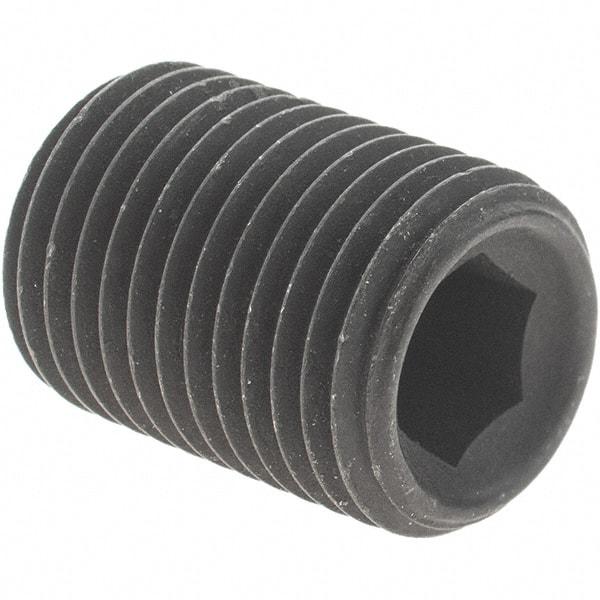 Value Collection - 1/2-20 UNF, 3/4" Long, Knurled Cup Point Set Screw - Grade 8 Alloy Steel, 1/4" Key - Americas Industrial Supply