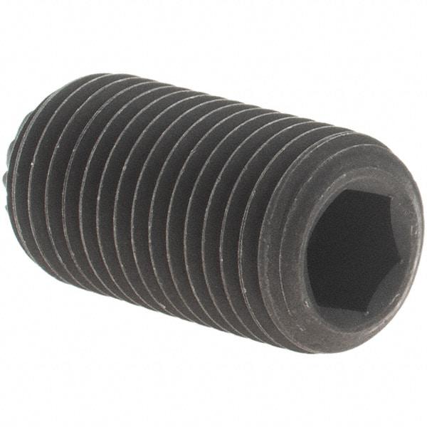 Value Collection - 3/8-24 UNF, 3/4" OAL, Knurled Cup Point Set Screw - Grade 8 Alloy Steel, 3/16" Key - Americas Industrial Supply