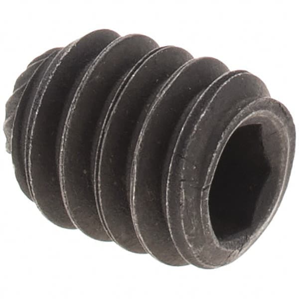 Value Collection - 1/4-20 UNC, 5/16" OAL, Knurled Cup Point Set Screw - Grade 8 Alloy Steel, 1/8" Key - Americas Industrial Supply