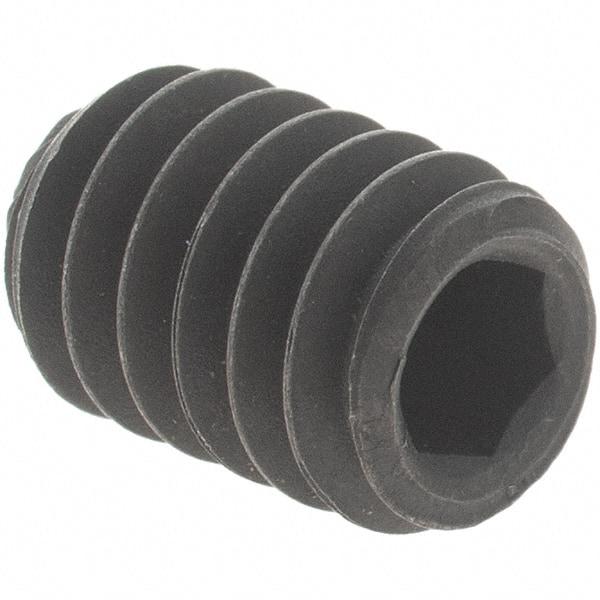 Value Collection - 1/4-20 UNC, 3/8" OAL, Knurled Cup Point Set Screw - Grade 8 Alloy Steel, 1/8" Key - Americas Industrial Supply