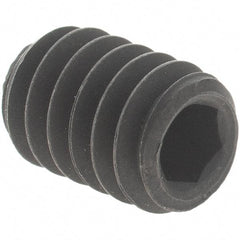 Value Collection - 1/4-20 UNC, 3/8" OAL, Knurled Cup Point Set Screw - Grade 8 Alloy Steel, 1/8" Key - Americas Industrial Supply