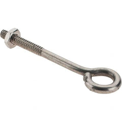 Value Collection - #10-24, Stainless Steel Wire Turned Open Eye Bolt - 1" Thread Length, 3/8" ID, 2" Shank Length - Americas Industrial Supply