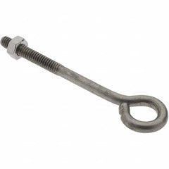 Value Collection - 1/4-20, Stainless Steel Wire Turned Open Eye Bolt - 1-1/2" Thread Length, 1/2" ID, 3" Shank Length - Americas Industrial Supply