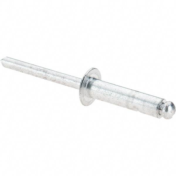 Value Collection - Size 812 Dome Head Aluminum Open End Blind Rivet - Aluminum Mandrel, 0.626" to 3/4" Grip, 1/2" Head Diam, 0.257" to 0.261" Hole Diam, 1" Length Under Head, 1/4" Body Diam - Americas Industrial Supply