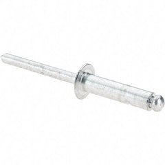 Value Collection - Size 812 Dome Head Aluminum Open End Blind Rivet - Aluminum Mandrel, 0.626" to 3/4" Grip, 1/2" Head Diam, 0.257" to 0.261" Hole Diam, 1" Length Under Head, 1/4" Body Diam - Americas Industrial Supply