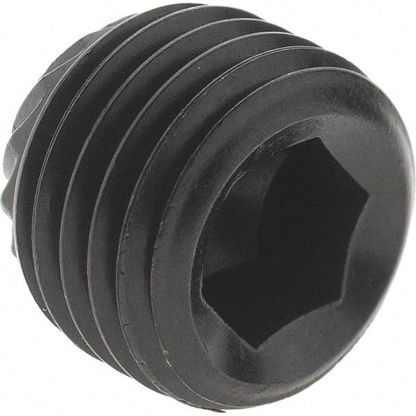 Value Collection - 3/8-24 UNF, 5/16" Long, Knurled Cup Point Set Screw - Grade 8 Alloy Steel, 3/16" Key - Americas Industrial Supply