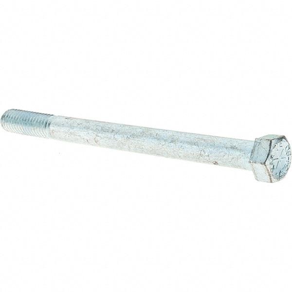 Value Collection - 7/16-14 UNC, 5-1/2" Length Under Head Hex Head Cap Screw - Partially Threaded, Grade 8 Alloy Steel, Zinc-Plated Finish, 5/8" Hex - Americas Industrial Supply