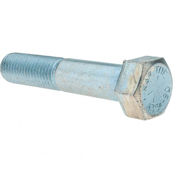Value Collection - 7/8-9 UNC, 4-1/2" Length Under Head Hex Head Cap Screw - Partially Threaded, Grade 8 Alloy Steel, Zinc-Plated Finish, 1-5/16" Hex - Americas Industrial Supply