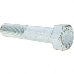 Value Collection - 1-8 UNC, 5" Length Under Head Hex Head Cap Screw - Partially Threaded, Grade 8 Alloy Steel, Zinc-Plated Finish, 1-1/2" Hex - Americas Industrial Supply