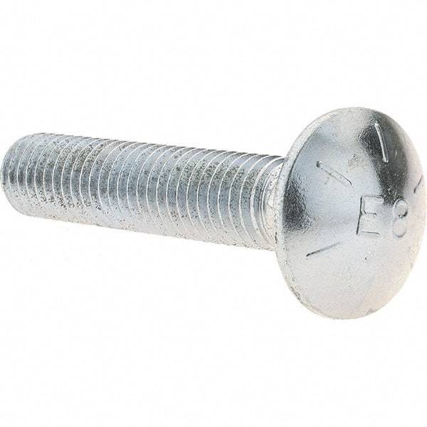 Value Collection - 1/2-13 UNC 2-1/2" Length Under Head, Standard Square Neck, Carriage Bolt - Grade 8 Alloy Steel, Zinc Trivalent Chromate Finish - Americas Industrial Supply