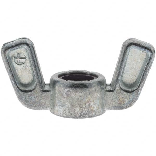 Value Collection - 3/8-16 UNC, Zinc Plated, Zinc Alloy Nylon-Insert Locking Wing Nut - Grade 2, 1-1/2" Wing Span, 0.718" Wing Span - Americas Industrial Supply