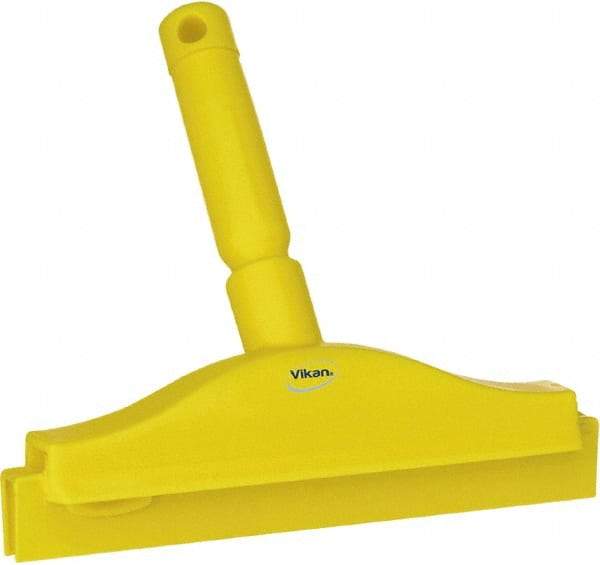 Vikan - 10" Rubber Blade Floor Squeegee - Double Edge, Yellow, Plastic Holder - Americas Industrial Supply