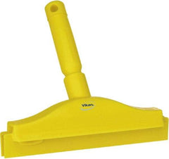 Vikan - 10" Rubber Blade Floor Squeegee - Double Edge, Yellow, Plastic Holder - Americas Industrial Supply