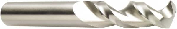 DORMER - 0.1062" 130° Spiral Flute Cobalt Screw Machine Drill Bit - Bright Finish, Right Hand Cut, 16mm Flute Length, 46mm OAL, Special Type Point, Straight Shank - Americas Industrial Supply