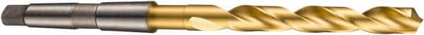 DORMER - 20.5mm, 2MT 118° Point High Speed Steel Taper Shank Drill Bit - TiN Finish, 145mm Flute Length, 243mm OAL, Spiral Flute, Series A530 - Americas Industrial Supply