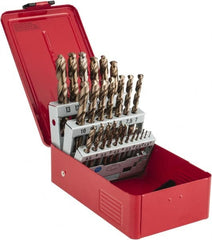 DORMER - 1 to 13mm, 135° Point, Bronze Finish, Cobalt Jobber Length Drill Bit Set - Americas Industrial Supply