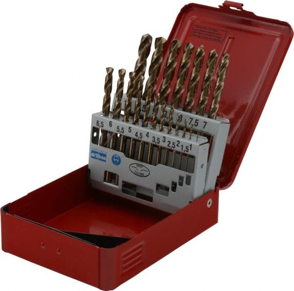 DORMER - 1 to 10mm, 135° Point, Bronze Finish, Cobalt Jobber Length Drill Bit Set - Americas Industrial Supply