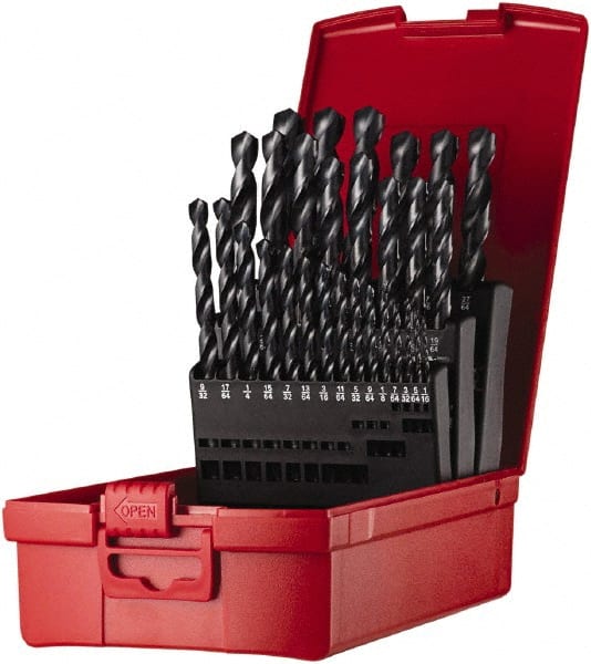 DORMER - 1/16 to 1/2", 118° Point, Oxide Finish, High Speed Steel Jobber Length Drill Bit Set - Americas Industrial Supply