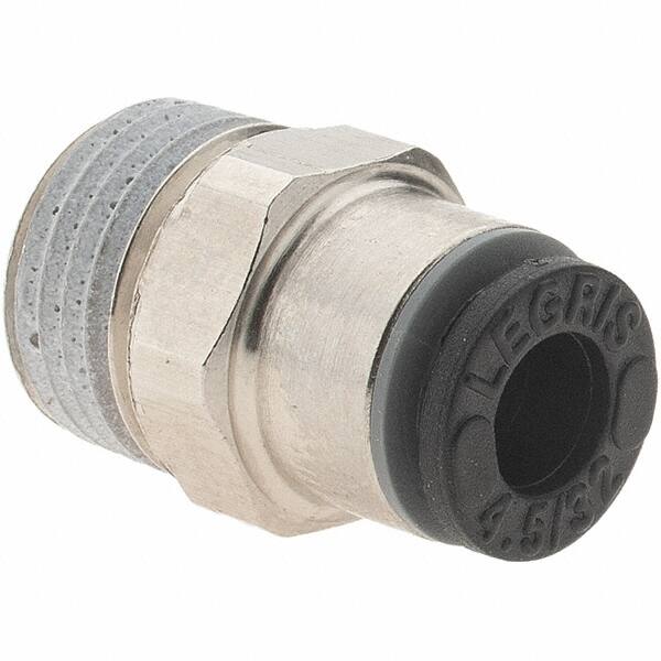 Parker - 5/32" Outside Diam, 1/8 BSPT, Nickel Plated Brass Push-to-Connect Tube Male Connector - 290 Max psi - Americas Industrial Supply
