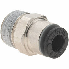 Parker - 5/32" Outside Diam, 1/8 BSPT, Nickel Plated Brass Push-to-Connect Tube Male Connector - 290 Max psi - Americas Industrial Supply