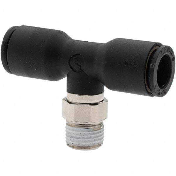 Parker - 5/16" Outside Diam, 1/8 NPT, Nylon Push-to-Connect Tube Male Branch Tee - Americas Industrial Supply