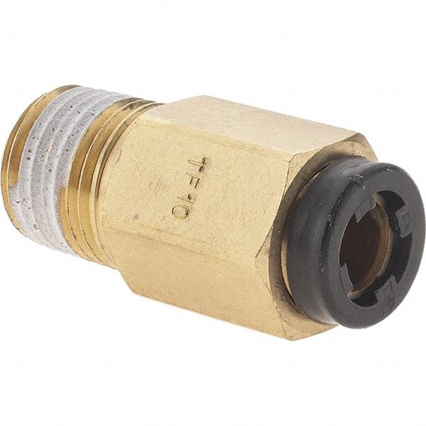 Parker - 3/16" Outside Diam, 1/8 NPT, Nickel Plated Brass Push-to-Connect Tube Male Connector - 290 Max psi, Tube to Male NPT Connection - Americas Industrial Supply