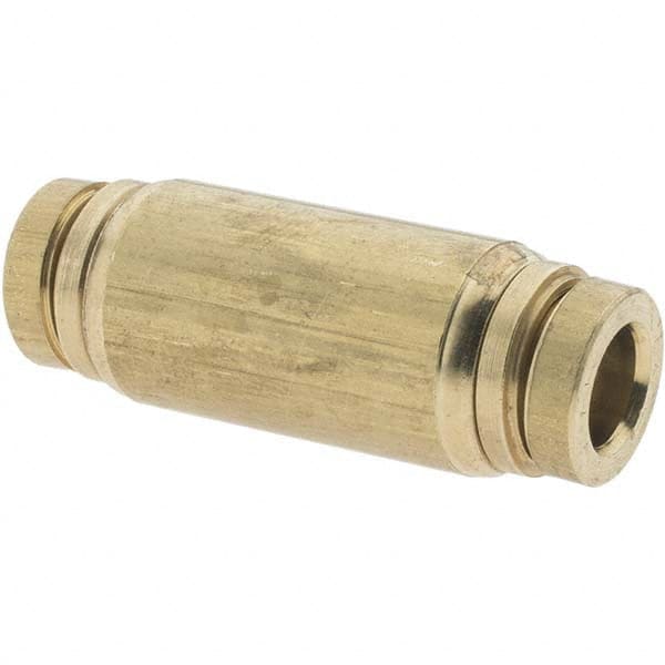 Parker - 1/4" Outside Diam, Brass Push-to-Connect Tube Union - Tube to Tube Connection, Nitrile O-Ring - Americas Industrial Supply