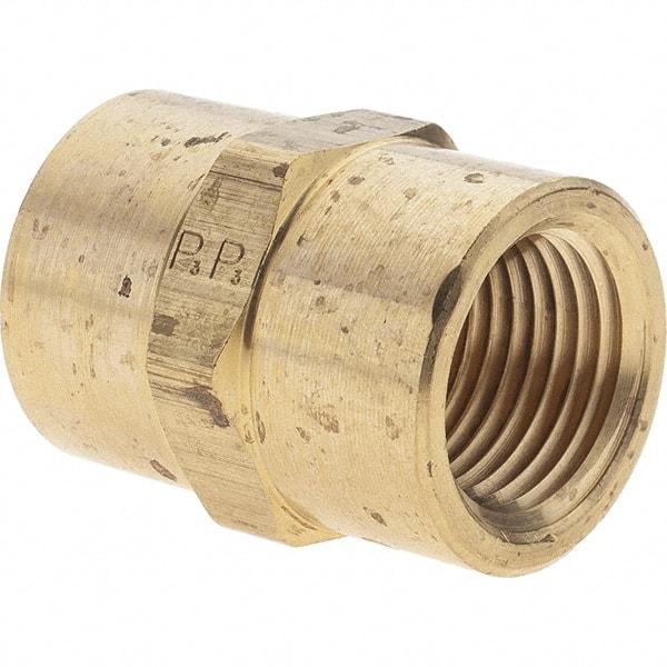 Parker - 1/2 Female Thread, Brass Industrial Pipe Coupling - FNPTF, 1,000 psi - Americas Industrial Supply