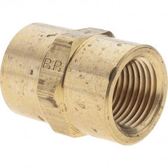 Parker - 1/2 Female Thread, Brass Industrial Pipe Coupling - FNPTF, 1,000 psi - Americas Industrial Supply