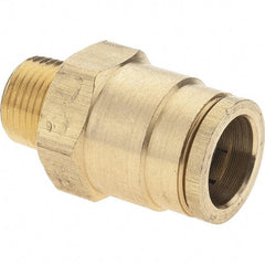 Parker - 5/8" Outside Diam, 3/8 NPTF, Brass Push-to-Connect Tube Male Connector - Tube to Male NPT Connection, Nitrile O-Ring - Americas Industrial Supply