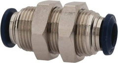 Value Collection - 5/32" Outside Diam, Nickel Plated Brass Push-to-Connect Tube Bulkhead Union - 250 Max psi, Tube to Tube Connection, Buna O-Ring - Americas Industrial Supply