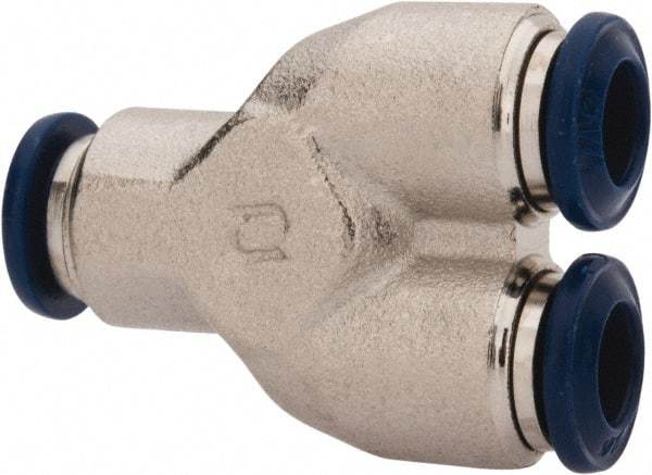 Value Collection - 5/16" Outside Diam, Nickel Plated Brass Push-to-Connect Tube Union Y - 250 Max psi, Tube to Tube Connection, Buna O-Ring - Americas Industrial Supply