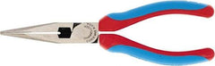 Channellock - 6" OAL, 2-7/32" Jaw Length x 41/64" Jaw Width, Long Nose Pliers - Crosshatch Jaw, Standard Head, TPR Rubber Overmold Composite Handles - Americas Industrial Supply