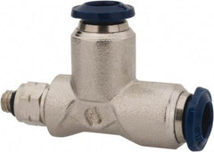 Value Collection - 1/8" Outside Diam, 10-32 Universal, Nickel Plated Brass Push-to-Connect Tube Male Swivel Run Tee - 250 Max psi, Tube to Universal Thread Connection, Buna O-Ring - Americas Industrial Supply