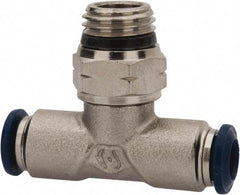 Value Collection - 5/32" Outside Diam, 1/4 Universal, Nickel Plated Brass Push-to-Connect Tube Male Swivel Branch Tee - 250 Max psi, Tube to Universal Thread Connection, Buna O-Ring - Americas Industrial Supply