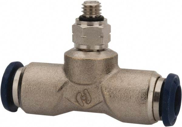 Value Collection - 5/32" Outside Diam, 10-32 Universal, Nickel Plated Brass Push-to-Connect Tube Male Swivel Branch Tee - 250 Max psi, Tube to Universal Thread Connection, Buna O-Ring - Americas Industrial Supply
