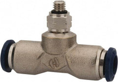 Value Collection - 5/32" Outside Diam, 10-32 Universal, Nickel Plated Brass Push-to-Connect Tube Male Swivel Branch Tee - 250 Max psi, Tube to Universal Thread Connection, Buna O-Ring - Americas Industrial Supply