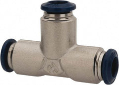 Value Collection - 5/16" Outside Diam, Nickel Plated Brass Push-to-Connect Tube Union Tee - 250 Max psi, Tube to Tube Connection, Buna O-Ring - Americas Industrial Supply