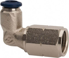 Value Collection - 5/32" Outside Diam, 1/8 NPTF, Nickel Plated Brass Push-to-Connect Tube Female Elbow - 250 Max psi, Tube to Female NPT Connection, Buna O-Ring - Americas Industrial Supply