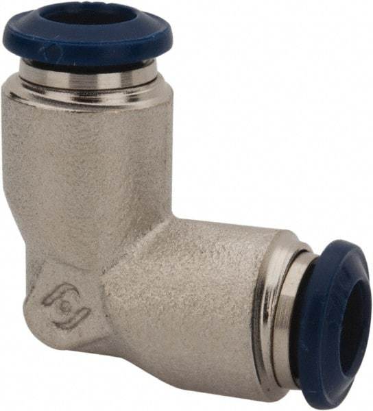 Value Collection - 5/16" Outside Diam, Nickel Plated Brass Push-to-Connect Tube Union Elbow - 250 Max psi, Tube to Tube Connection, Buna O-Ring - Americas Industrial Supply