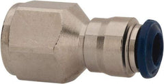 Value Collection - 1/4" Outside Diam, 1/4 NPTF, Nickel Plated Brass Push-to-Connect Tube Female Connector - 250 Max psi, Tube to Female NPT Connection, Buna O-Ring - Americas Industrial Supply