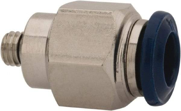 Value Collection - 1/8" Outside Diam, 10-32 Universal, Nickel Plated Brass Push-to-Connect Tube Male Connector - 250 Max psi, Tube to Universal Thread Connection, Buna O-Ring - Americas Industrial Supply