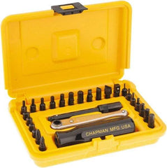 Chapman - 27 Piece, Screwdriver 1/4" Bit Ratchet Bit Set - #1 to #2 Phillips, 0.05 to 1/4" Hex, 1.5 to 6mm Hex - Americas Industrial Supply
