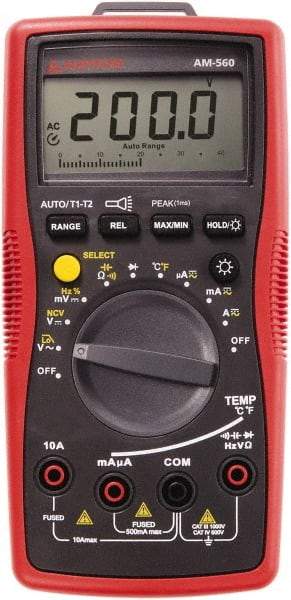 Amprobe - 4210333, CAT IV, CAT III, 1,000 VAC/VDC, Digital Average Responding Multimeter - 60 mOhm, Measures Voltage, Capacitance, Current, Frequency, Resistance, Temperature - Americas Industrial Supply