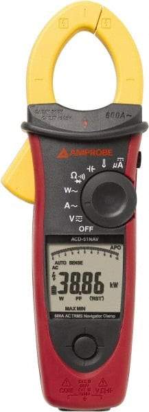 Amprobe - 3729950, CAT IV, CAT III, Digital True RMS Clamp Meter with 1.4567" Clamp On Jaws - 999.9 VAC/VDC, 599.9 AC Amps, Measures Voltage, Capacitance, Current, microAmps, Temperature - Americas Industrial Supply