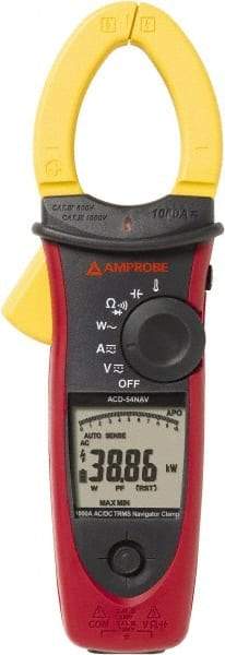 Amprobe - 3729989, CAT IV, CAT III, Digital True RMS Clamp Meter with 1.6535" Clamp On Jaws - 999.9 VAC/VDC, 999.9 AC/DC Amps, Measures Voltage, Capacitance, Current, Temperature - Americas Industrial Supply