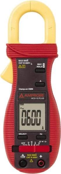 Amprobe - 3037808, CAT III, Digital Average Responding Clamp Meter with 1.0236" Clamp On Jaws - 400 VAC/VDC, 600 AC Amps, Measures Voltage, Continuity, Current, Frequency, Resistance - Americas Industrial Supply