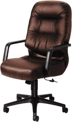 Hon - 46-1/2" High Executive High Back Leather Chair - 26" Wide x 29-3/4" Deep, Leather, Memory Foam Seat, Burgundy - Americas Industrial Supply